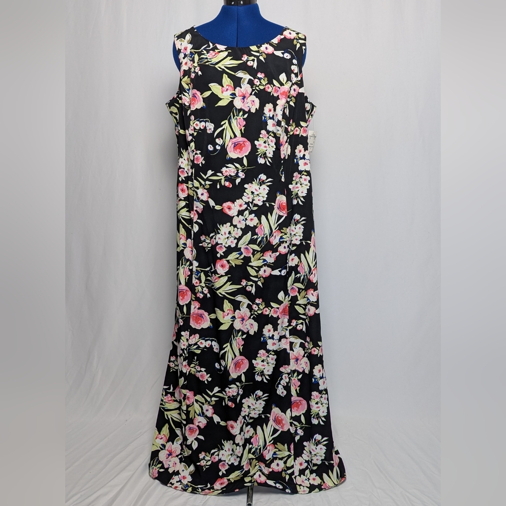 NWT Danny & Nicole Black Floral Maxi Dress